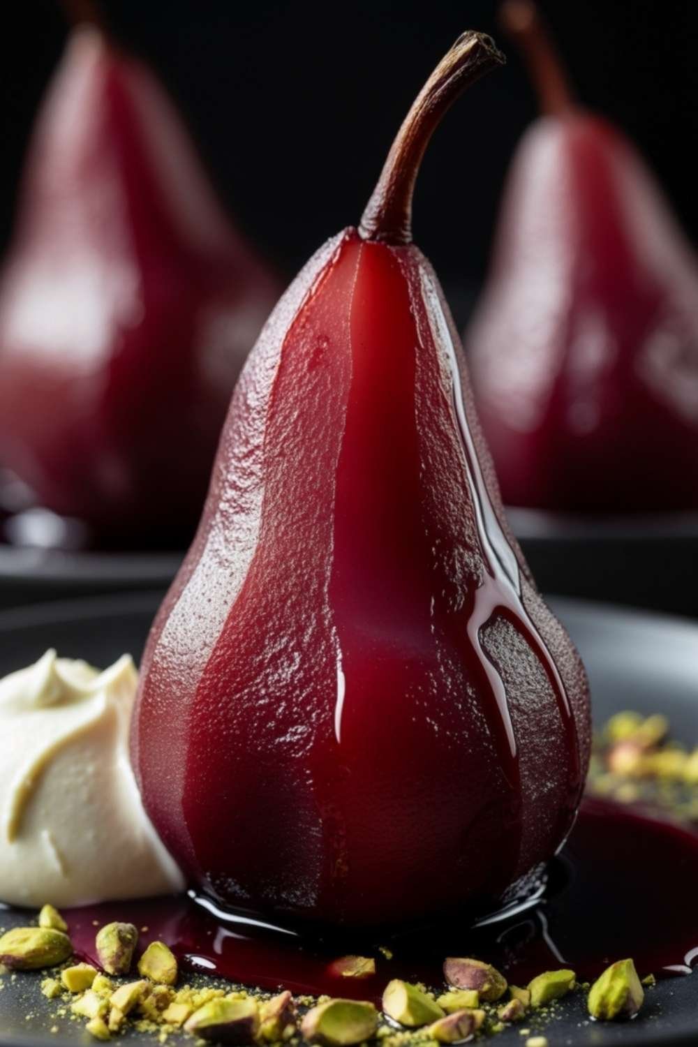 Poached Pears in Red Wine
