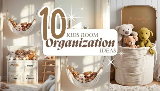 kids room organization ideas for busy mums in neutral tones