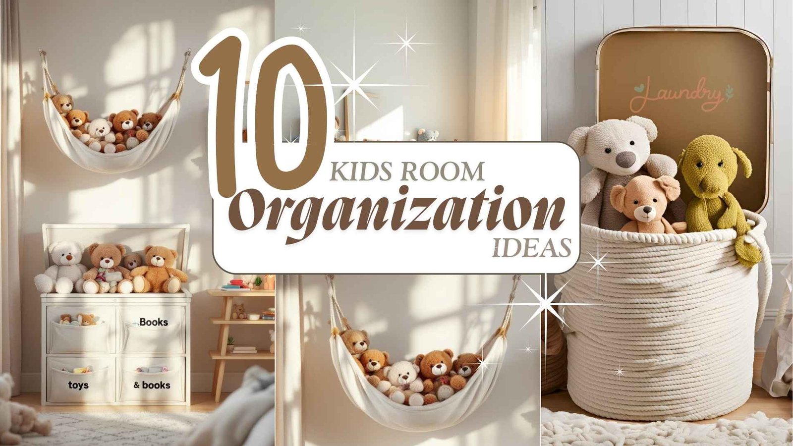 kids room organization ideas for busy mums in neutral tones